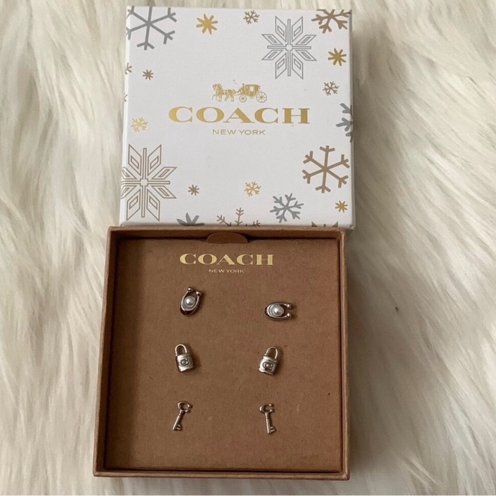 Coach Silver Earring Set